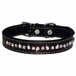 COLLIER CUIR et STRASS au rayon Chiens, Sellerie - Strass